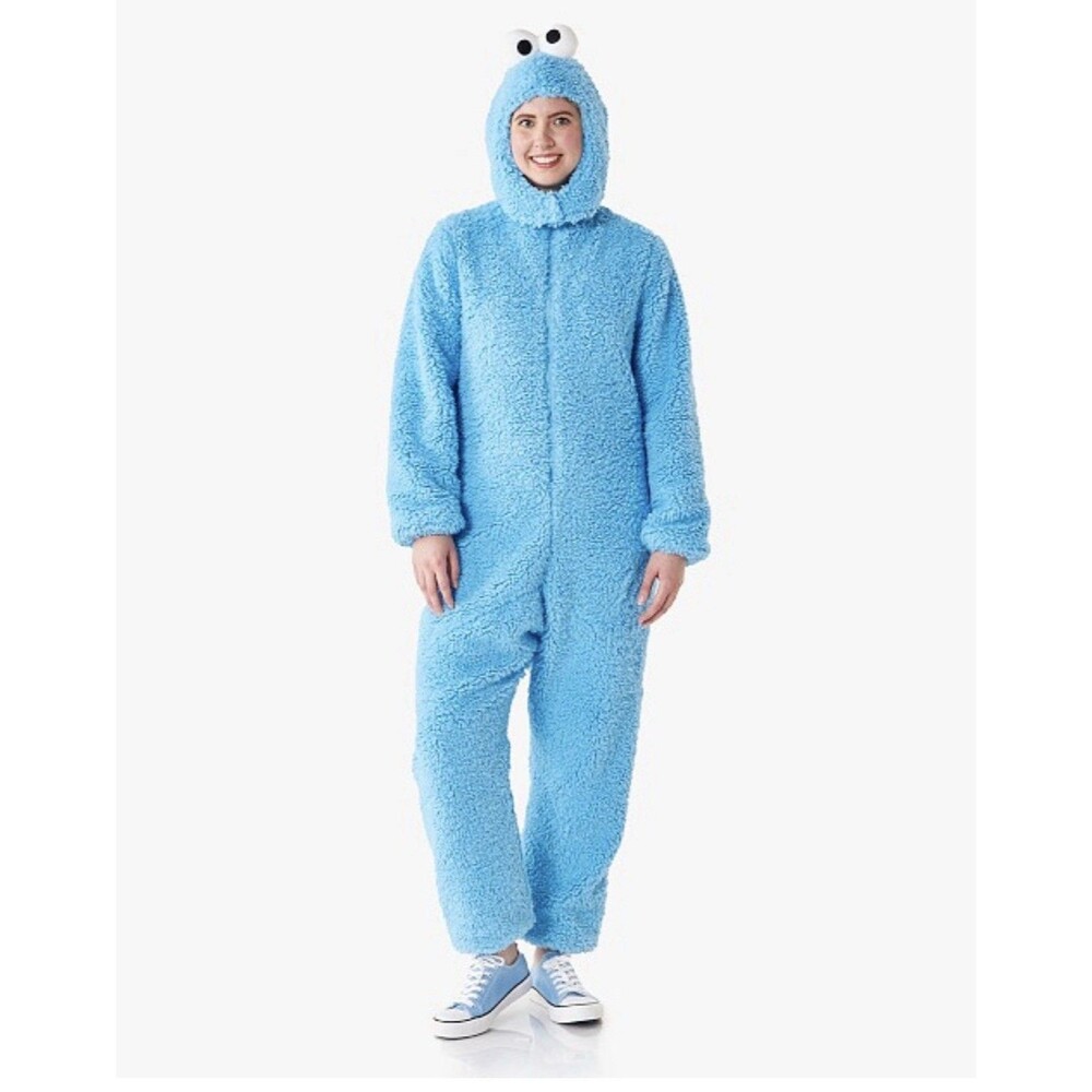 Sesame Street® Cookie Monster Adult Costume 2-piece Size XS- Small EUC